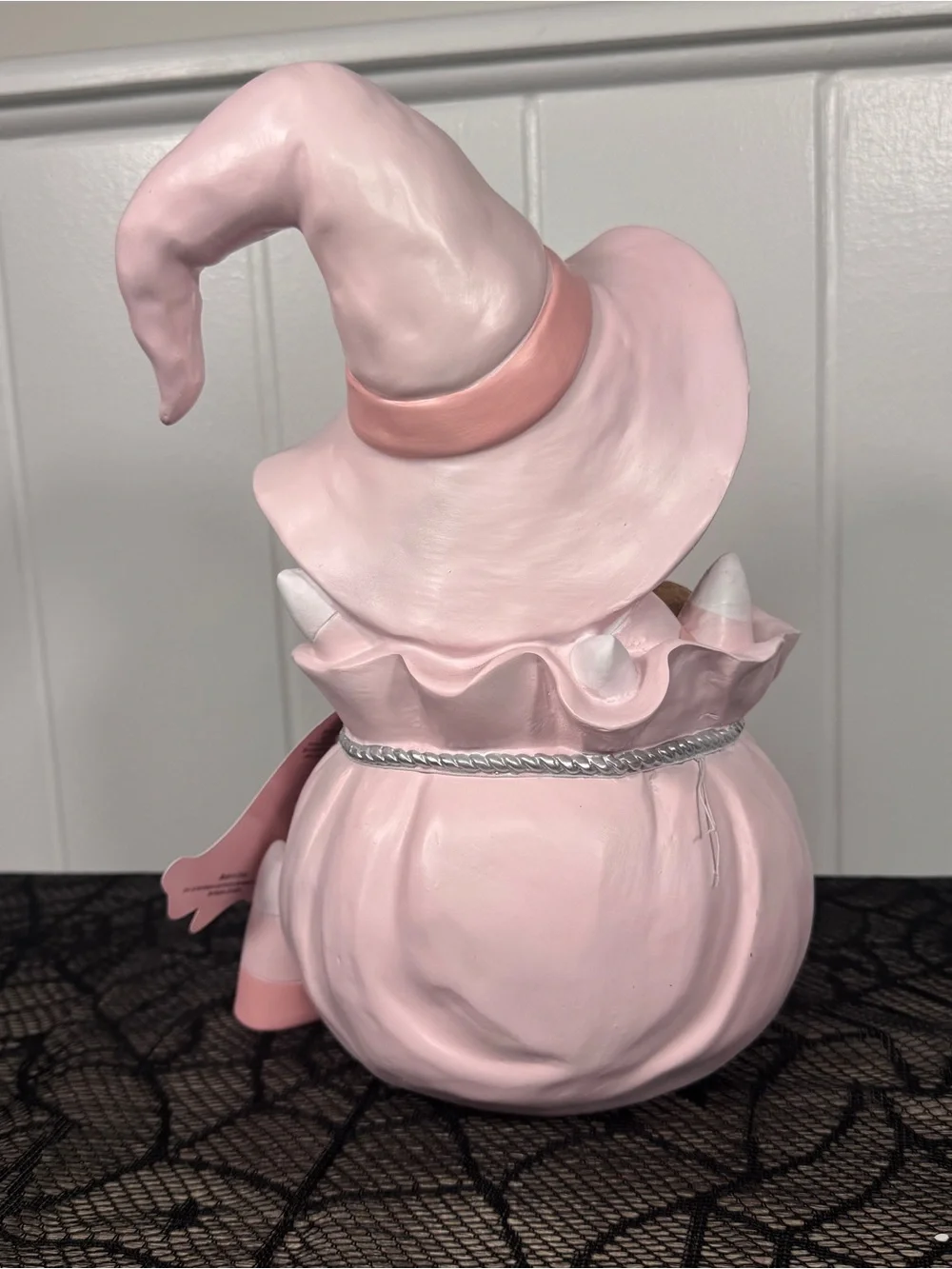 NEW Viral Hey Boo Teddy Bear in a Pink Trick-or-Treat Sack Halloween Figurine